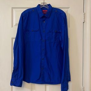Hugo Boss Royal Blue XL long sleeve shirt buttons, with appellate & pockets
